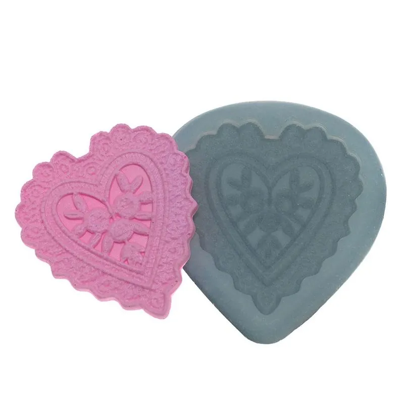 Molde de Silicone Coração Decorado 1 (185) un FLEXARTE