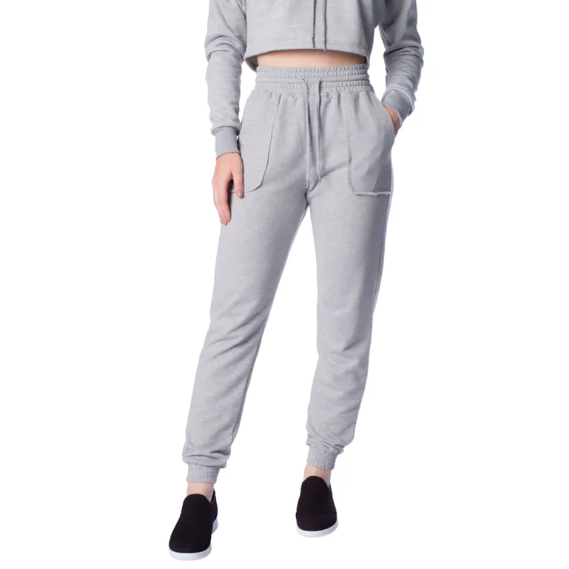 Calça Feminina Over Surf Moletom Jogger Cinza - M