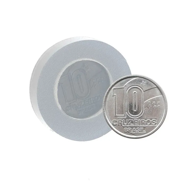 Molde de Silicone Moeda Fantasia 10 Cruzeiros (313) un FLEXARTE