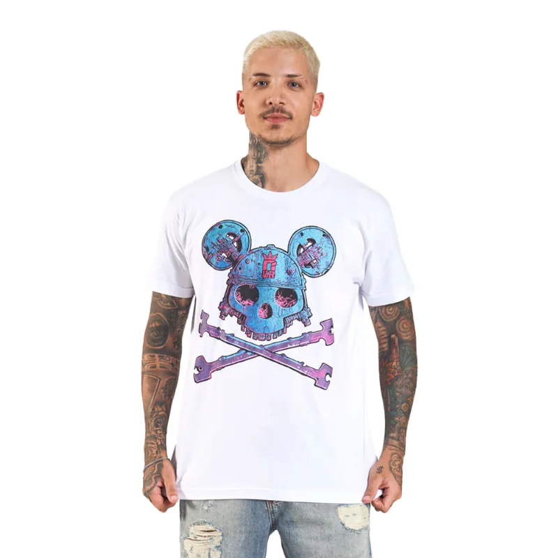 Camiseta Masculina Over Surf Manga Curta Estampada Branco - P