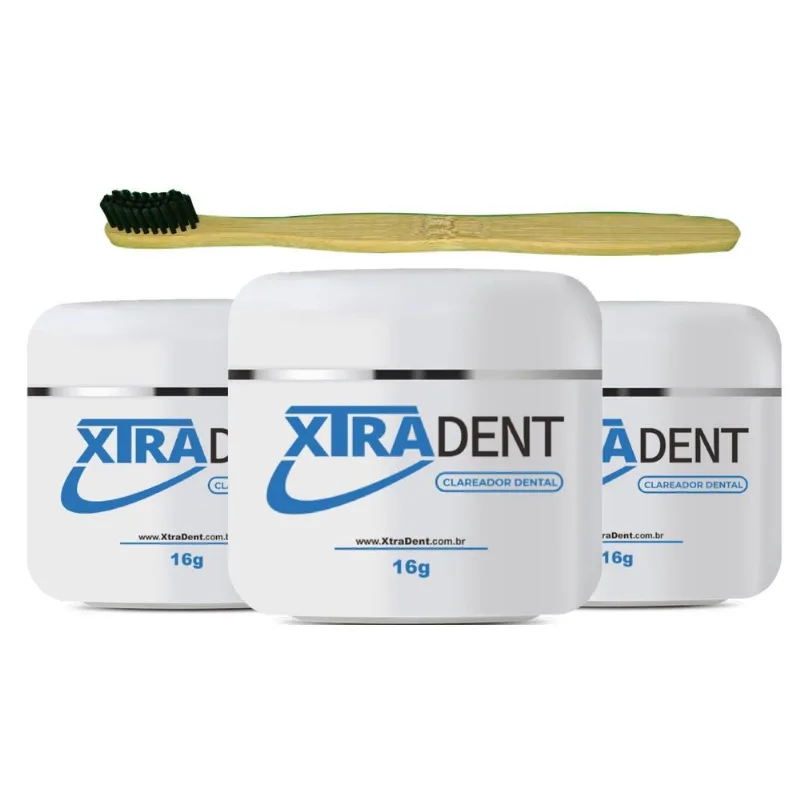 3 Clareador Carvão Ativ Xtradent Mau Halito Escova Bambu Pre