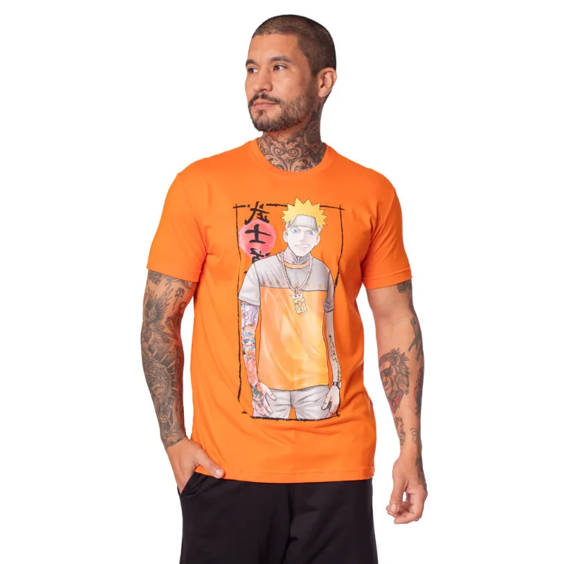 Camiseta Masculina Over Surf com Personagem Anime Laranja - P