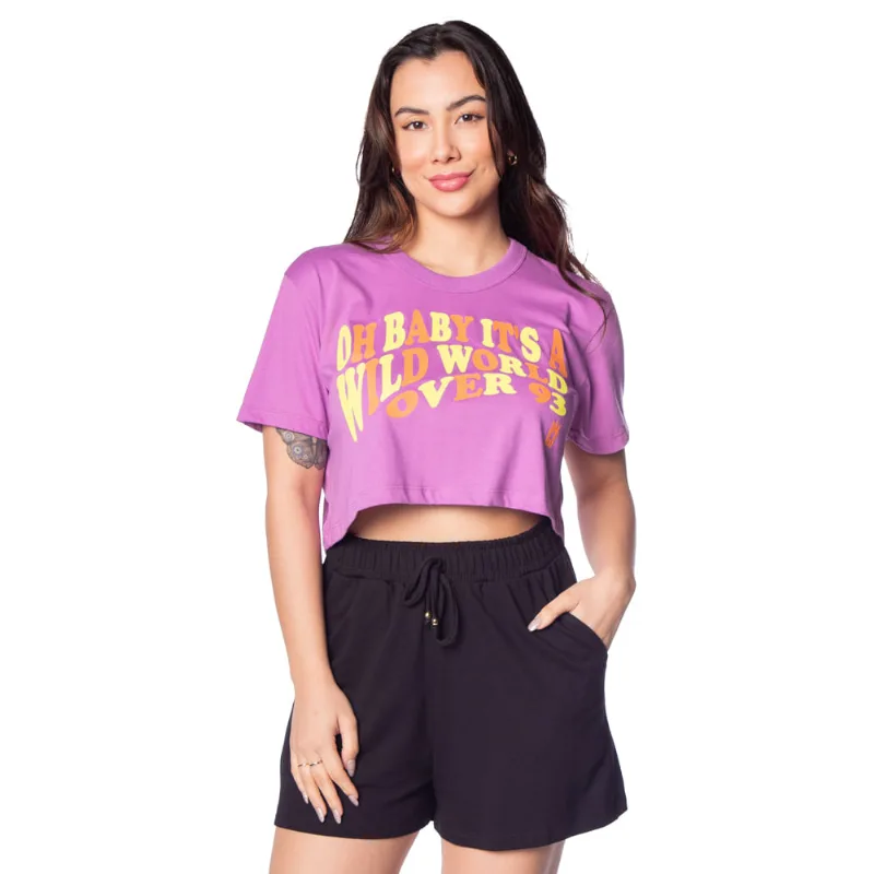 Cropped Feminino Over Surf Wild World Roxo - P