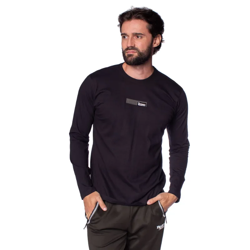 Camiseta Masculina Over Surf Manga Longa Preto - G