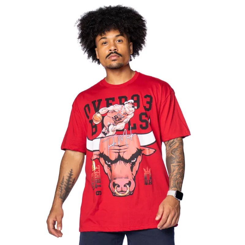 Camiseta Masculina Over Surf Manga Curta Bulls Vermelho - G