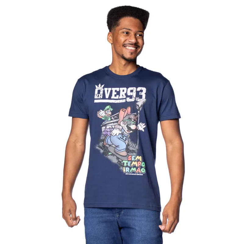 Camiseta Masculina Over Surf Manga Curta Sem Tempo Marinho - P