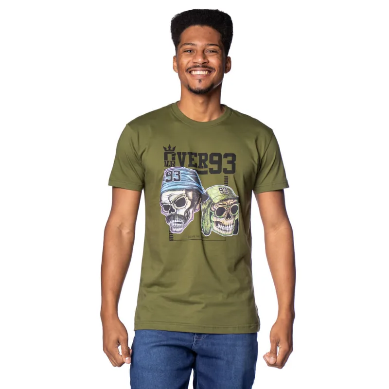 Camiseta Masculina Over Surf Manga Curta Estampada Verde Escuro - GG