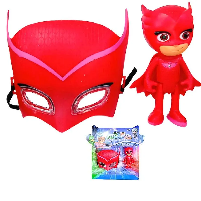 Kit Mascara Com Luz E Boneco Capa Lazer Pj Masks Owlette
