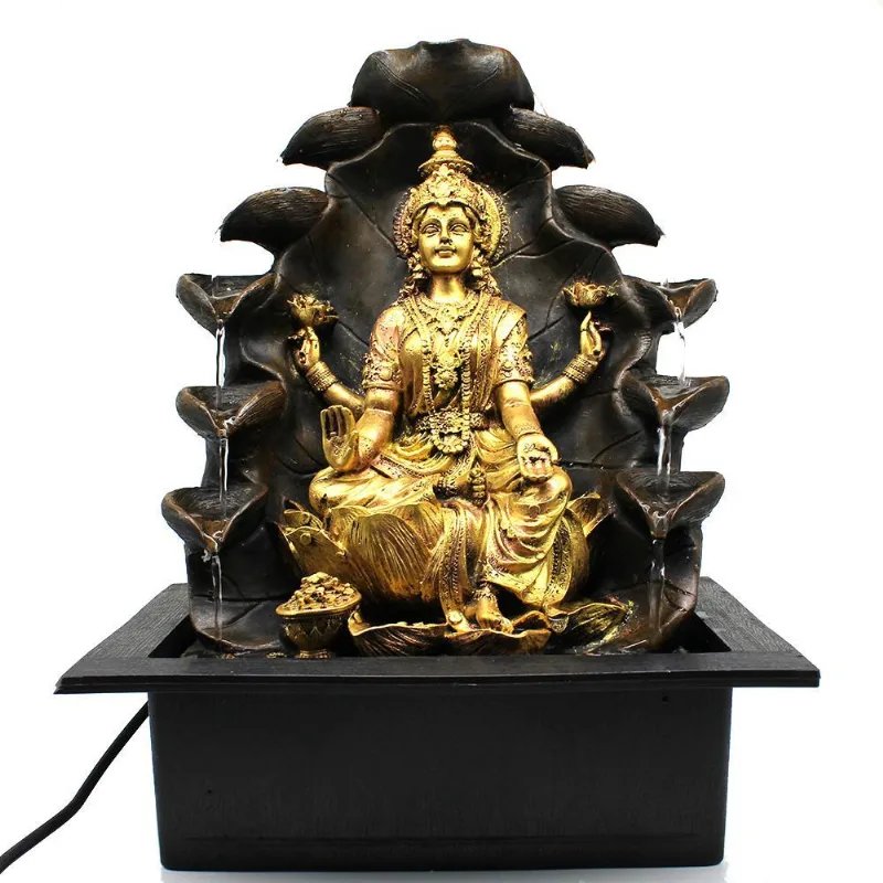 Fonte Água Decorativa Resina Cascata Iluminação Led Gt752