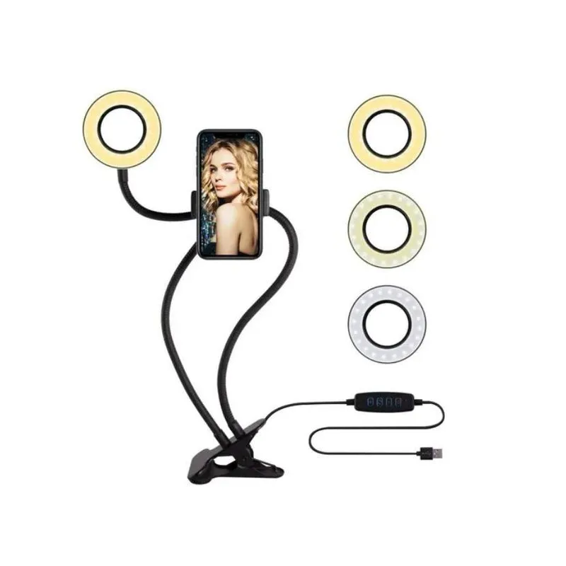 Ring Light Articulado Com Suporte Para Celular Mlg067 Tomate