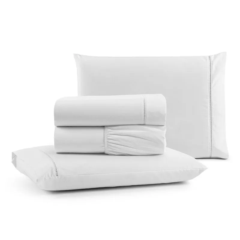 Jogo de Lençol Cama King 4 peças 100% Algodão Percal 180 fios Ponto Palito