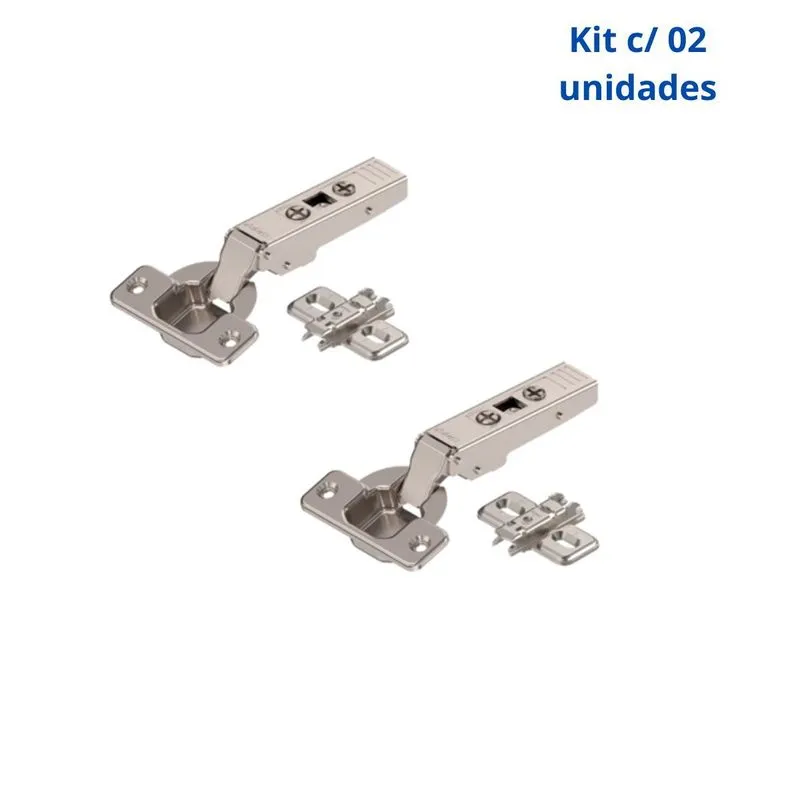 Kit 2 Dobradiças Blum Clip Reta 107 75s1550cb+ Calço