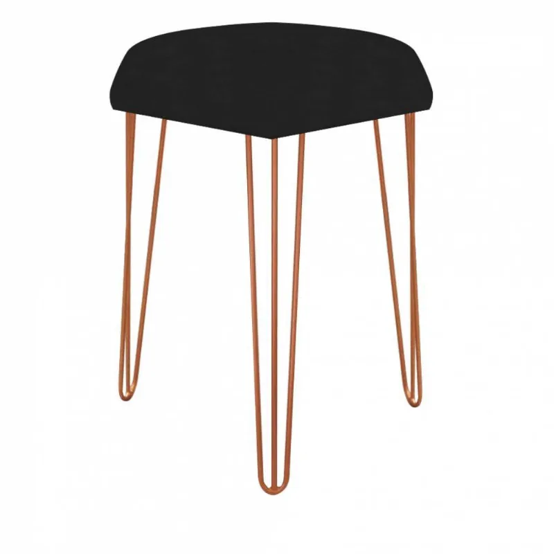 Puff Banqueta Alta Bita Industrial Pé De Ferro Bronze