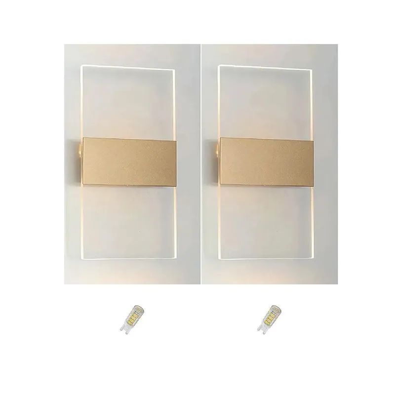 Kit 2 Arandela Facho Duplo Dourada Acl90 + Led 4W 220V 2700K