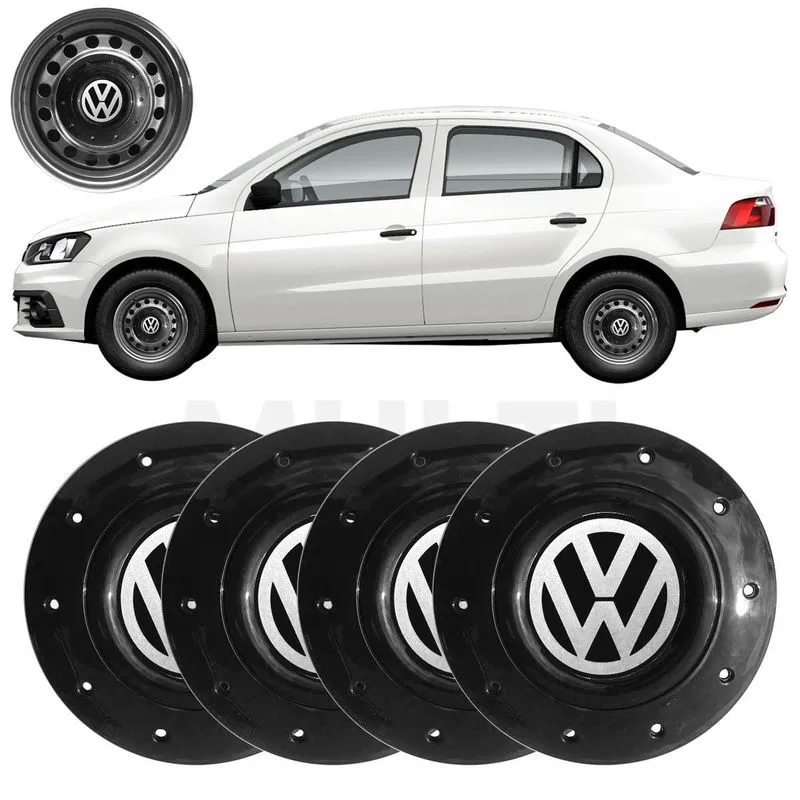 4x Calota Centro Roda Ferro Aro 14 Vw Voyage G5 G6 G7 Preto