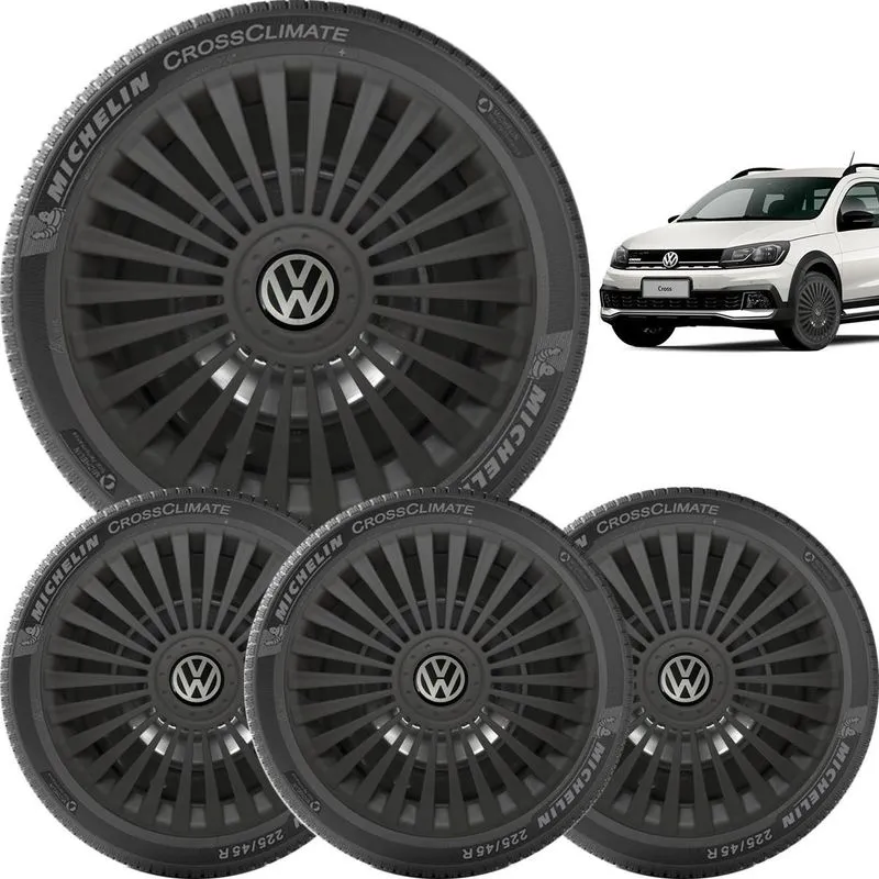 Kit 4 Calota Volks Gol Parati Saveiro Voyage Preto Aro 14