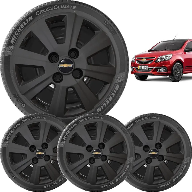 4x Calotas Chevrolet Agile 2010 A 2013 Aro 14 Preto 109cb