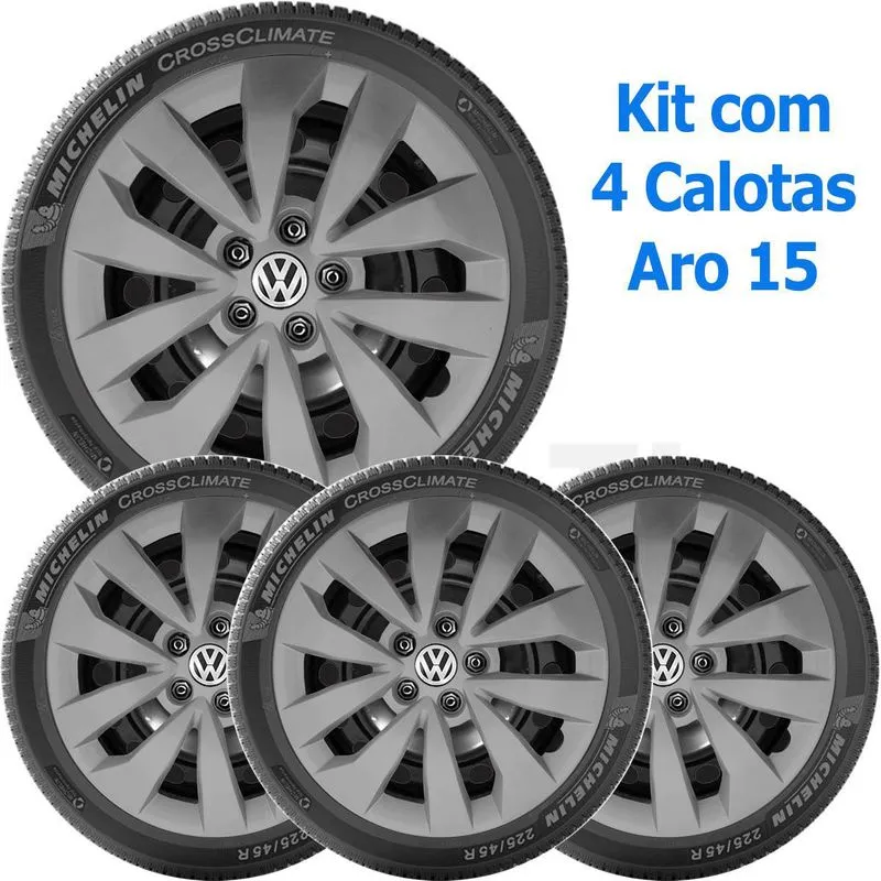 4x Calota Vw Space Fox Polo 5 Furos Aro 15 Grafite 147cp