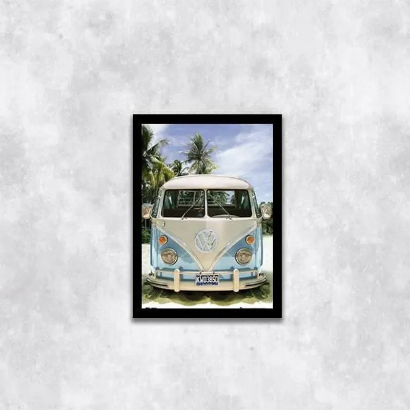 Quadro Fotografia Kombi Na Praia 24x18cm