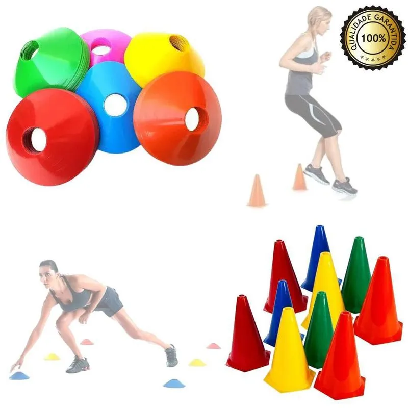 Kit Agilidade Treino Futebol C 10 Cones + 10 Chapéu Chinês