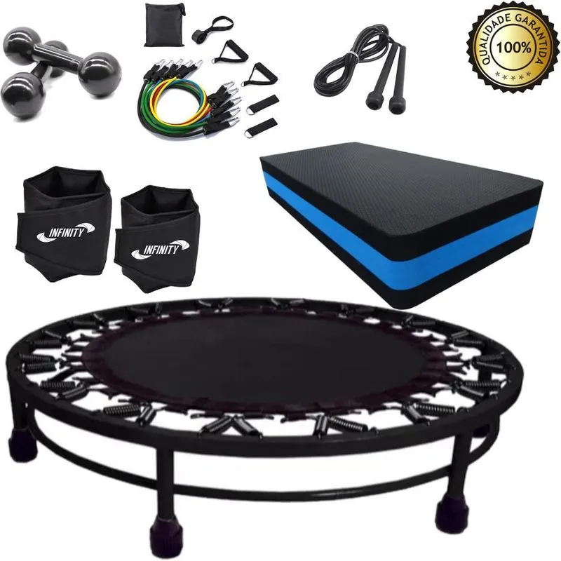 Kit Aeróbico Mini Jump+extensor+corda + Caneleira +step+peso