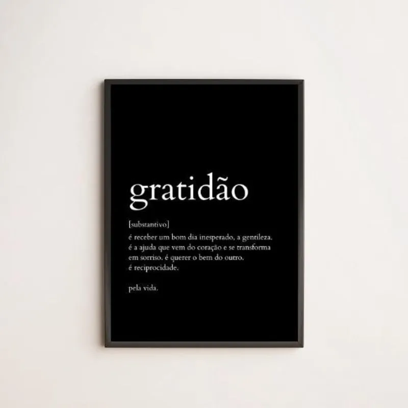 Quadro Decorativo Definição De Gratidão 24X18Cm