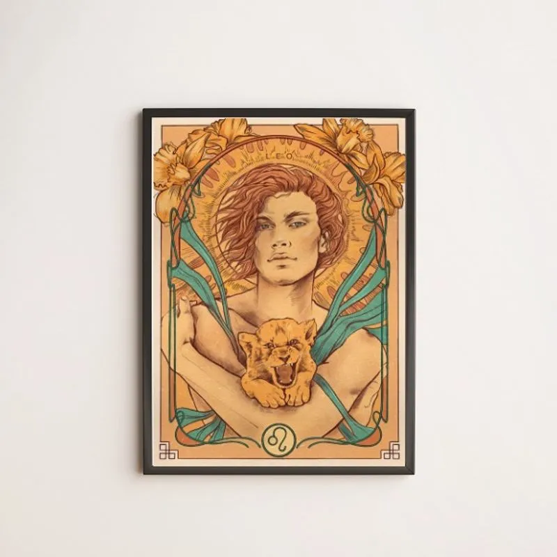 Quadro Vintage Signo Leão 24x18cm