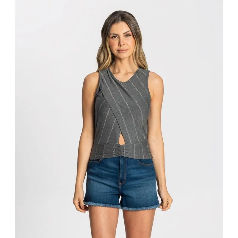 Regata Visco Stripe Feminina Endless Cinza M