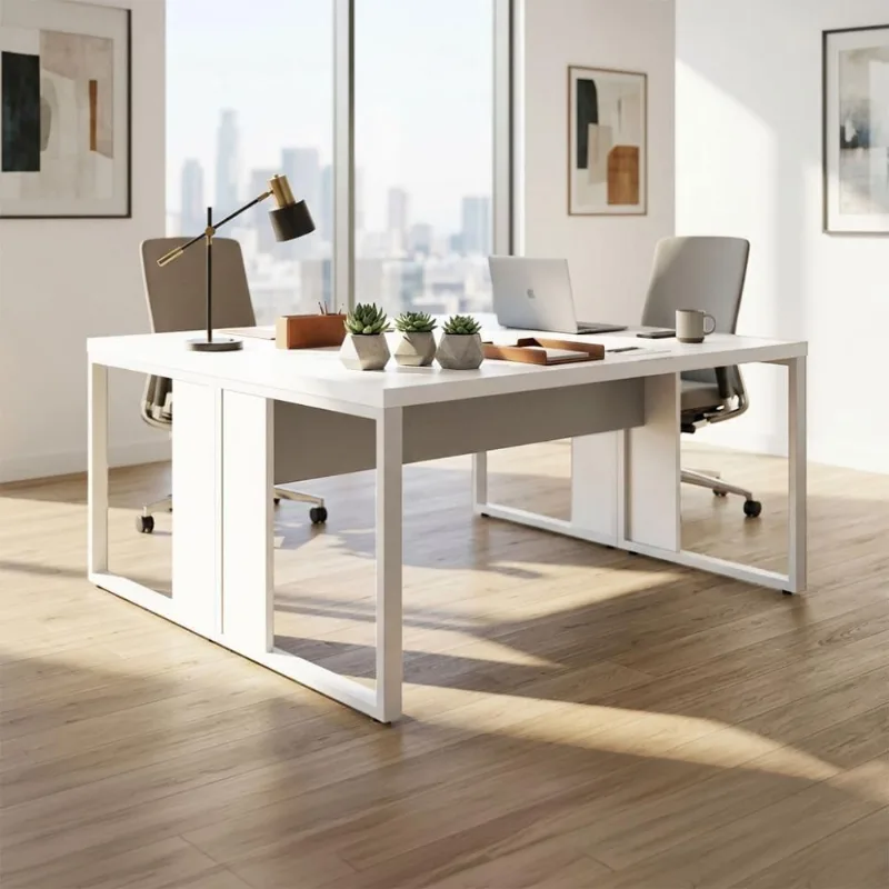 Plataforma para Escritório 1,70m X 0,70m para 2 Pessoas MDP 170CM Branco F5 Office