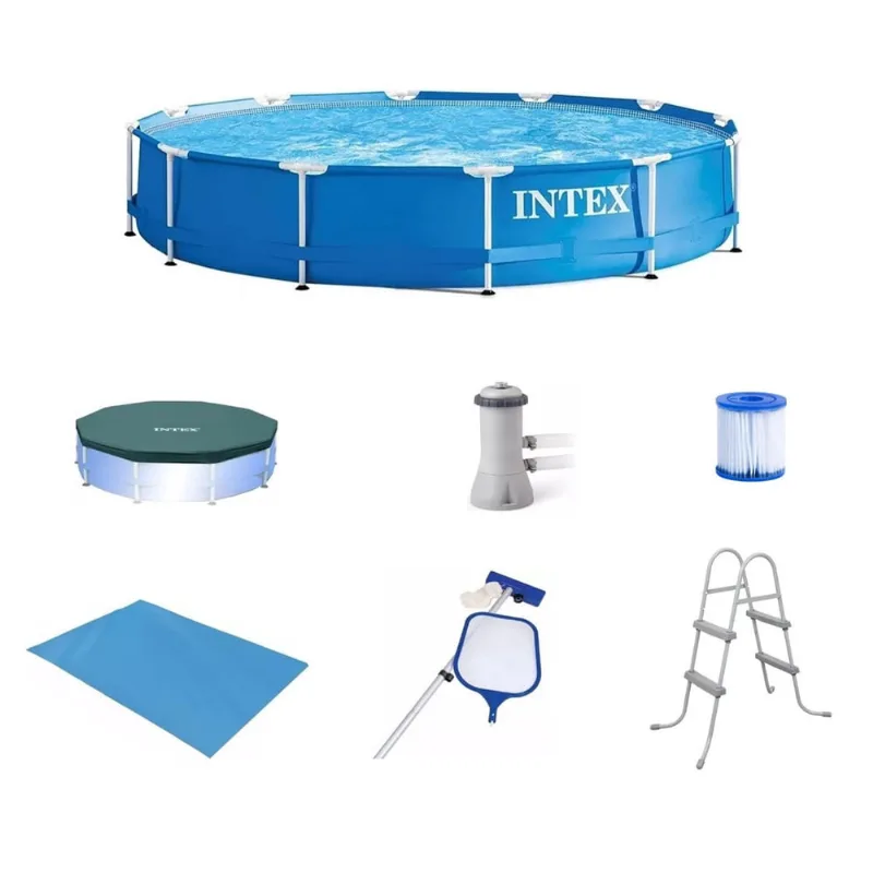 Piscina Intex 7000 litros estrutural com Bomba Filtro 110v Capa Forro Kit de Limpeza e escada