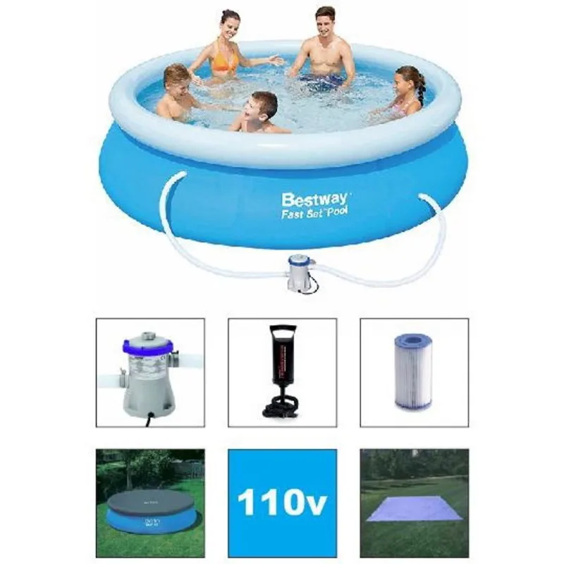 Piscina Bestway 2900 Litros com Bomba Filtrante 110v Bomba de Inflar Capa e Forro