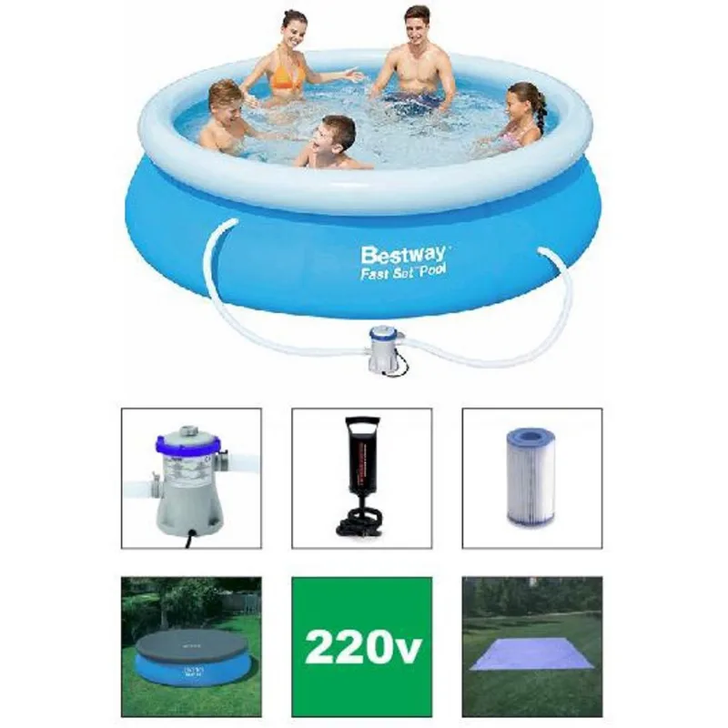 Piscina BestWay 2900 Litros com Bomba Filtrante 220v Bomba de Inflar Capa e Forro