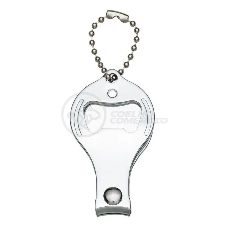 Cortador de Unha com Lixa Kit 5 Chaveiro 3 em 1 Redondo Aço Inox Prata Smart Bracelet