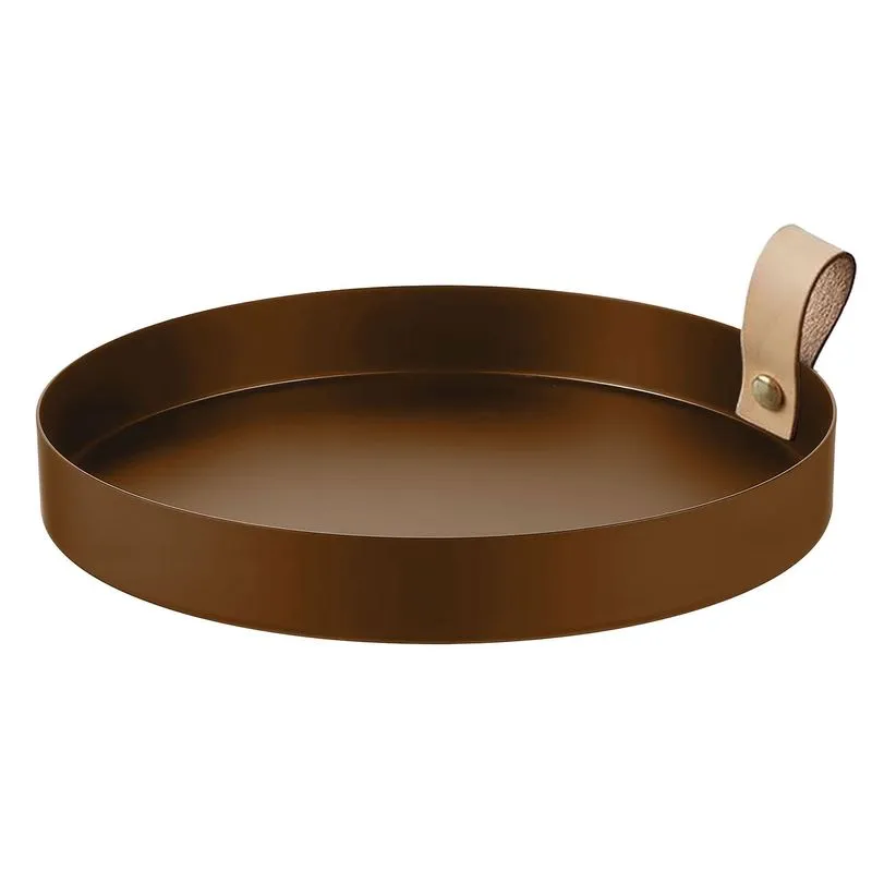 Bandeja Decorativa Metal Redondo Multiuso 20x20cm Bronze