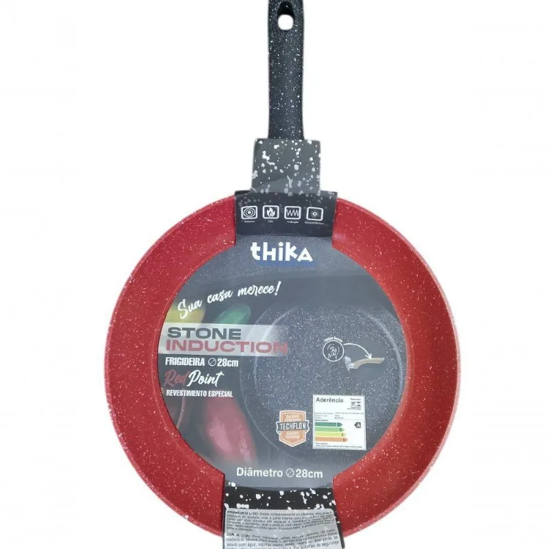 Frigideira Antiaderente Multifuncional em Alumínio 28CM Cabo Fixo Vermelho