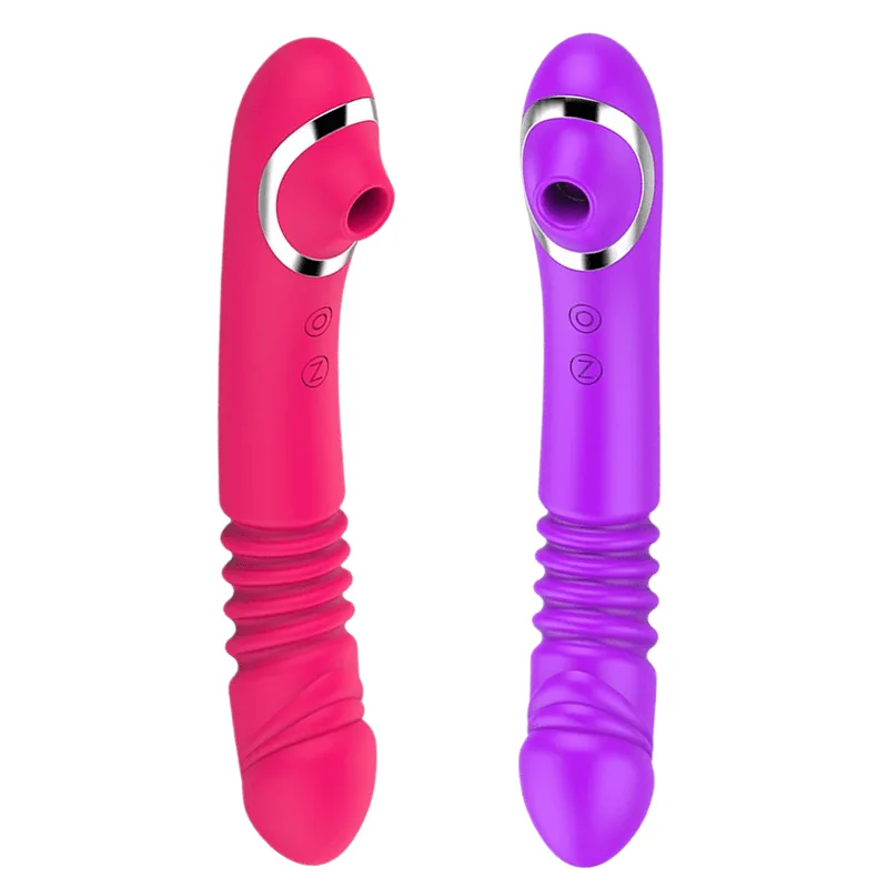 Sugador De Clitóris E Vibrador Vai E Vem Ponto G 7 Intensidades Em Silicone 23cm X 3,6cm Recarregável