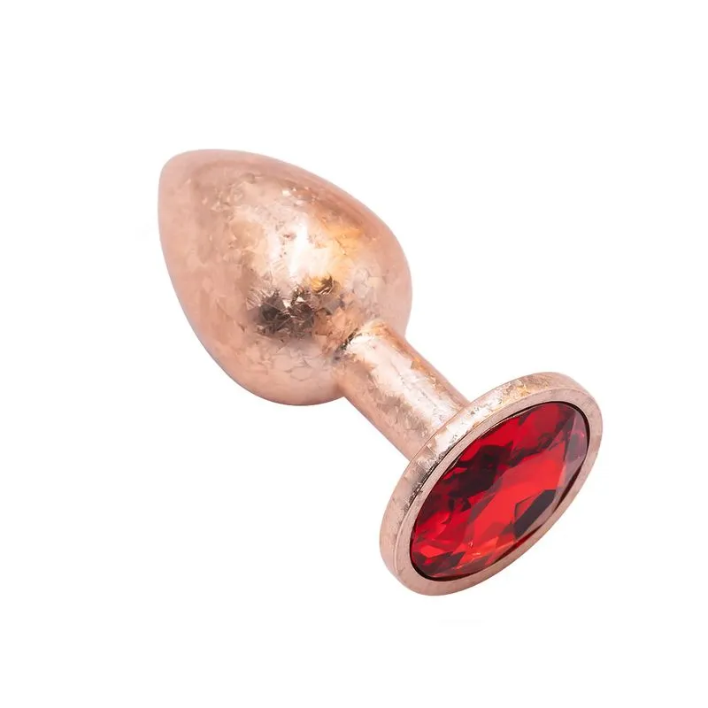 Plug Anal De Luxo Dourado Com Pedra Tamanho M 8,2cm X 3,4cm
