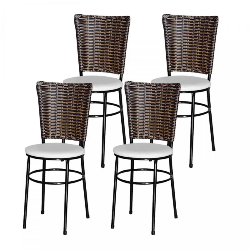 4 Cadeiras Pretas Para Cozinha Hawai Cappuccino Cor: Branco