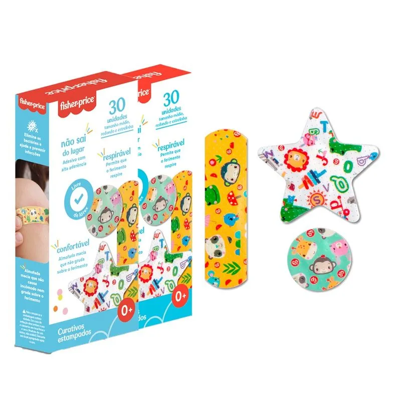 Curativo Infantil 3 Tamanhos e 3 Estampas Caixa com 60 Fisher Price