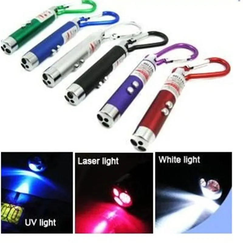 Mini Lanterna Chaveiro 3 Funções Lanterna - Laser Point E Uv