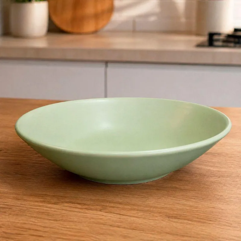 Pratos Fundo Unni Oliva Jogo 8 Peças Cerâmica para Sopa Verde Oxford