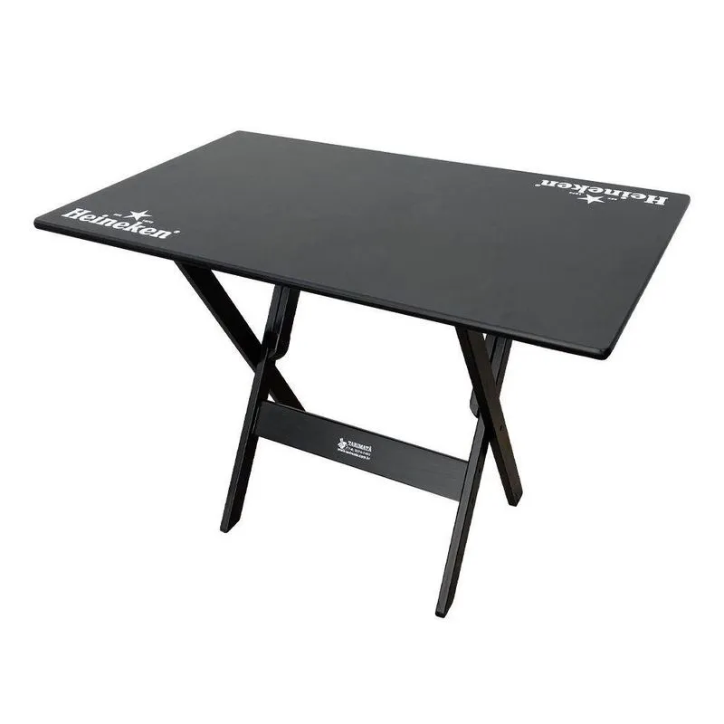 Mesa Dobrável 110x70 Madeira Personalizada Hei Preta - Cor: Preto