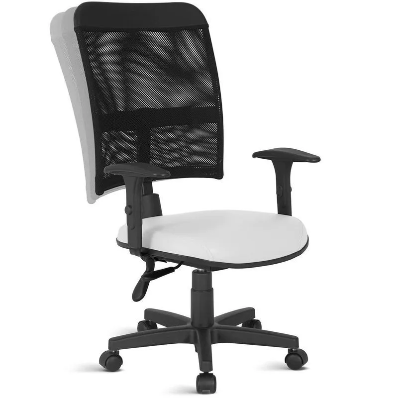 Cadeira De Escritório Ergonômica Tela Com Braço Rce Branco