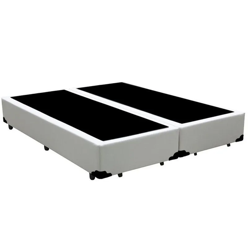 Cama Box King Blindado Bipartido Sintético Branco Estrutura em Madeira Homequeen