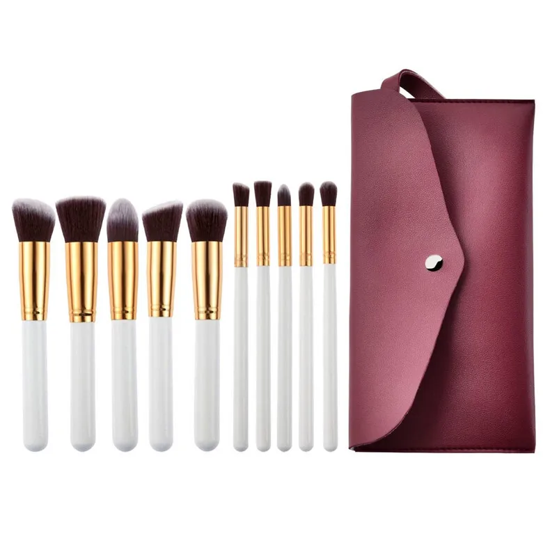 Conjunto De Pincéis De Maquiagem Portátil - 10 Peças Com Bolsa