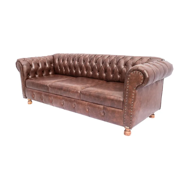 Dois Sofás Chesterfield Capitone Luis xv Courino Marrom 2M / Decoracao, sala tv estar, recepçao, barbearia