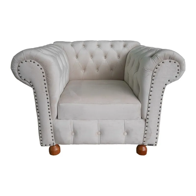 Poltrona Chesterfield Capitone Luis xv Suede Nude / Decoracao, Sala estar, tv, recepção, barbearia