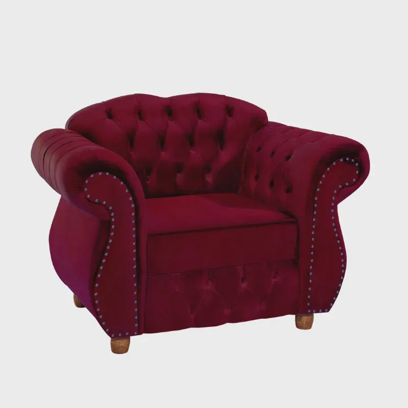 Poltrona Chesterfield Merlo Suede Bordo / Decoracao, Sala estar, tv, recepção, barbearia