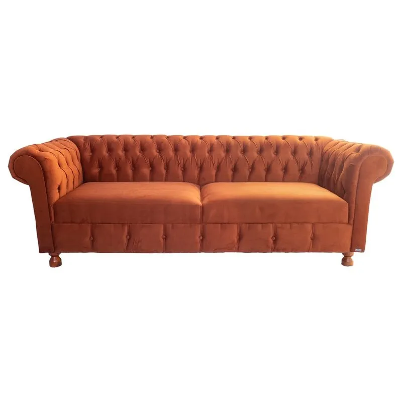 Sofá Chesterfield Capitone Luiz xv Suede Cinza 2,00cm