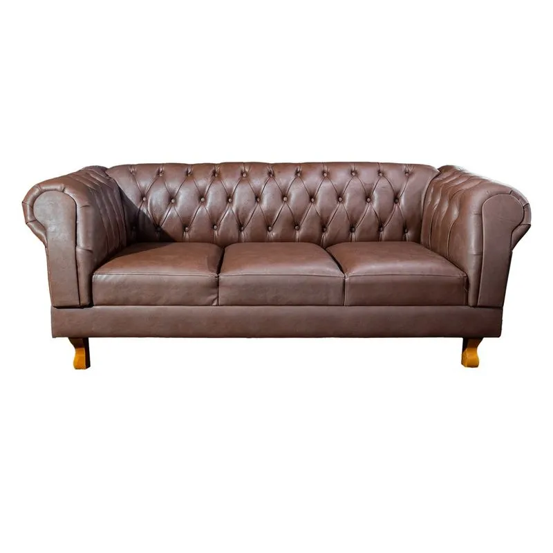 Sofá Chesterfield Capitone Duque corano Marrom 2,00cm